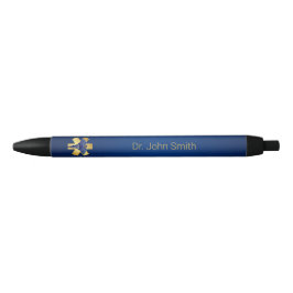 Bolígrafo De Tinta Negra Blue Medical 3D Caduceus Gold Cross
