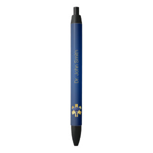 Bolígrafo De Tinta Negra Blue Medical 3D Caduceus Gold Cross