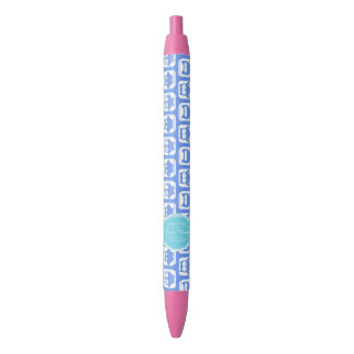Bolígrafo De Tinta Negra Blue Owls Aqua Nombre Personalizado N#1