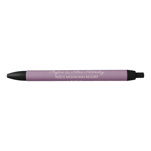 Bolígrafo De Tinta Negra Boda Bride Groom Guest Gift Purple (Anverso)