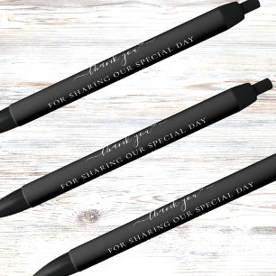 Bolígrafo De Tinta Negra Boda de guiones blancos negros gracias