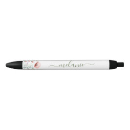 Bolígrafo De Tinta Negra Boho Wildflowers Personalizado Script Name Pen