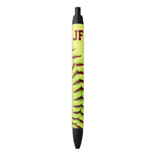 Bolígrafo De Tinta Negra Bola amarilla personalizada del softball