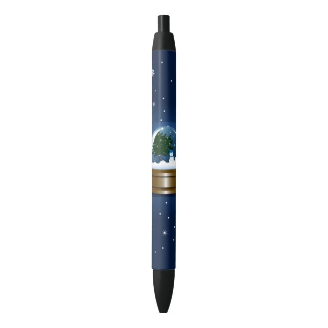 Bolígrafo De Tinta Negra Bola de cristal con nieve (Frente vertical)