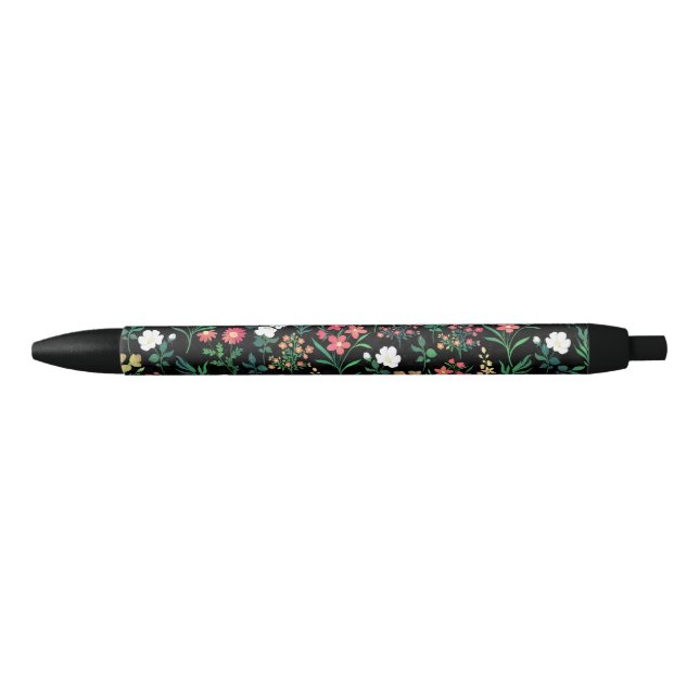 Bolígrafo De Tinta Negra Bonito acuarela Floral Negro Botánico (Anverso)