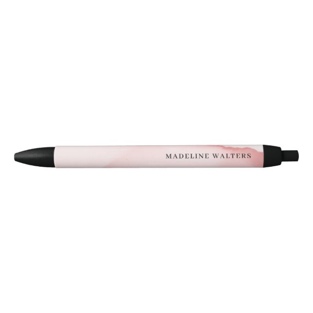 Bolígrafo De Tinta Negra Bonito Monograma Agua Rosa Única (Anverso)