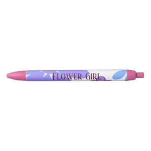 Bolígrafo De Tinta Negra Bonito Morado Flor Niña