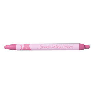 Bolígrafo De Tinta Negra Bonito Niña Rosa Personalizado Gato Baby Shower