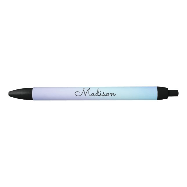 Bolígrafo De Tinta Negra Bonito Pastel Ombre Purple Aqua Cursive Name (Anverso)