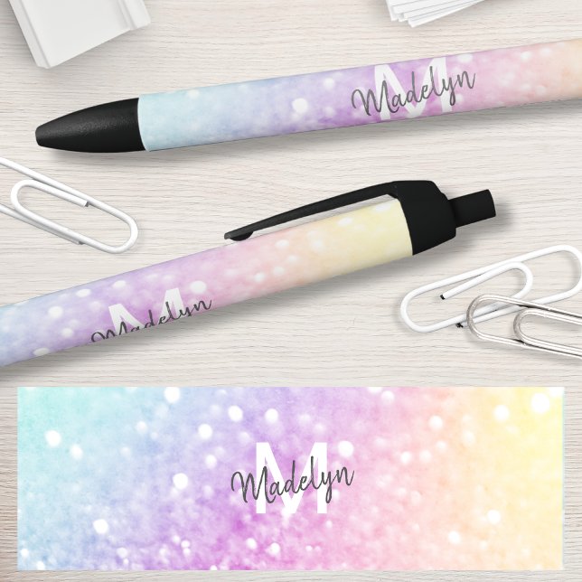 Bolígrafo De Tinta Negra Bonito Purpurina holográfico Girly Glamorous (Subido por el creador)