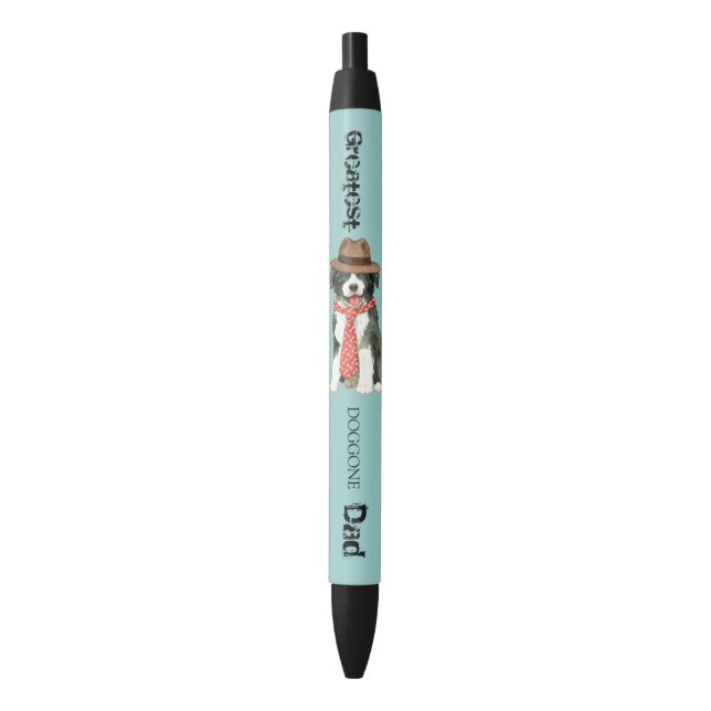 Bolígrafo De Tinta Negra Border Collie Dad (Frente vertical)