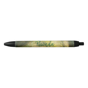 Bolígrafo De Tinta Negra Bosque de primavera verde y amarillo