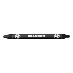 Bolígrafo De Tinta Negra Boys Soccer Ball Black Stylish Custom Name Kids