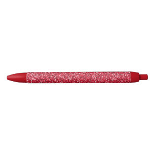 Bolígrafo De Tinta Negra Brick Red Purpurina