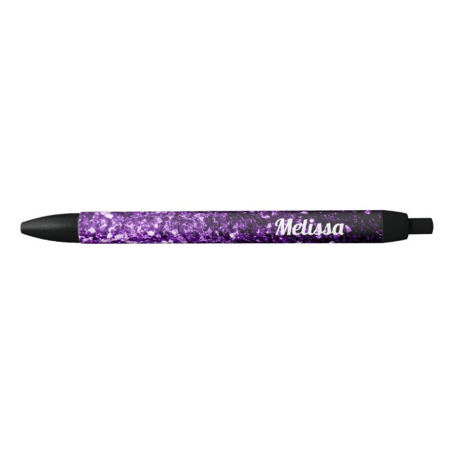 Bolígrafo De Tinta Negra Brillante purpurina oscuro morado fino brillante P (Anverso)