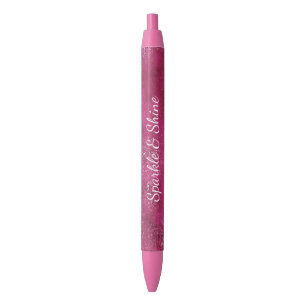 Bolígrafo De Tinta Negra Brillo Rosa Glitter Destello