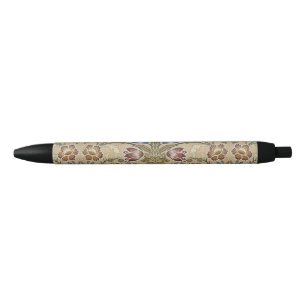 Bolígrafo De Tinta Negra Brocado floral simétrico vintage de William Morris