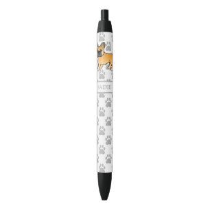 Bolígrafo De Tinta Negra Bulldog Francés Ciervo Dibujo Animado Perro & Nomb