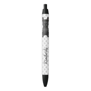 Bolígrafo De Tinta Negra Bulldog Francés Negro / Frenchie con patas y nombr