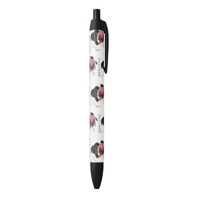 Bolígrafo De Tinta Negra Bulldog francés personalizado | Cute Frenchie (Parte inferior (Vertical))