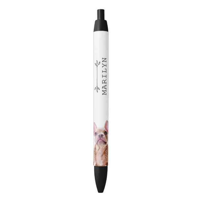 Bolígrafo De Tinta Negra Bulldog francés personalizado | Cute Frenchie (Frente vertical)
