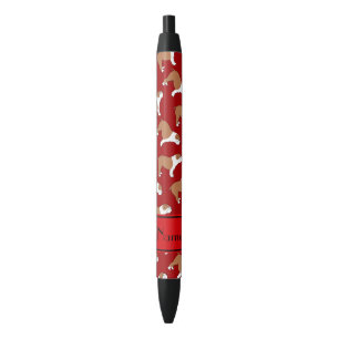 Bolígrafo De Tinta Negra Bulldog rojo conocido personalizado
