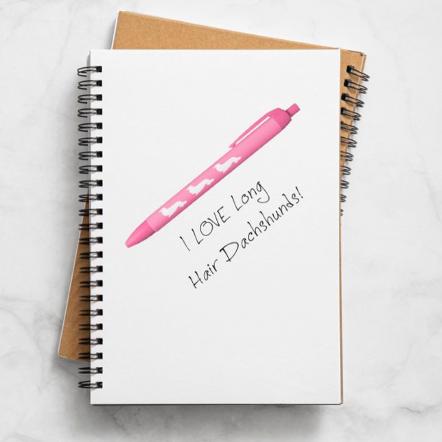 Bolígrafo De Tinta Negra Cabello largo rosado Dachshund Tinta Pen Dachshund (Subido por el creador)