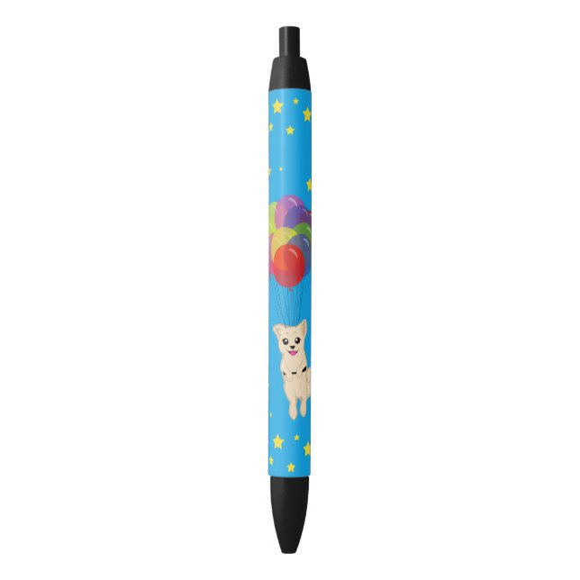 Bolígrafo De Tinta Negra Cachorro con globos (Frente vertical)
