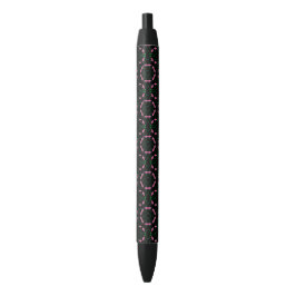 Bolígrafo De Tinta Negra Calidoscopio de esmeralda y rosa