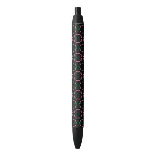 Bolígrafo De Tinta Negra Calidoscopio de esmeralda y rosa