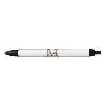 Caligrafía de monograma dorado minimalista en blan