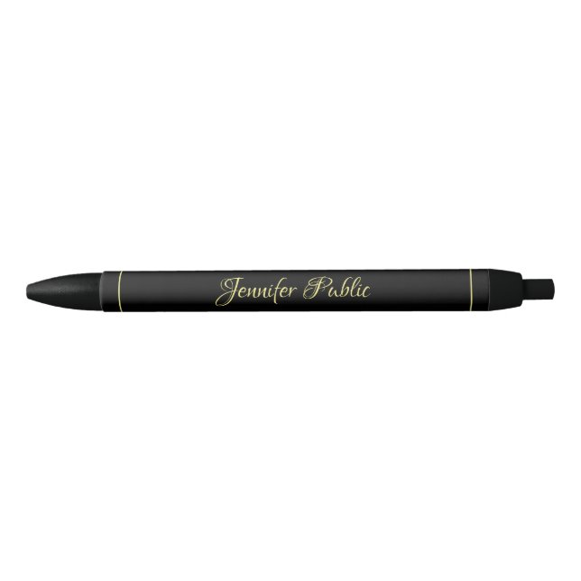 Bolígrafo De Tinta Negra Caligrafía Nombre Negro Y Oro Personalizado (Anverso)