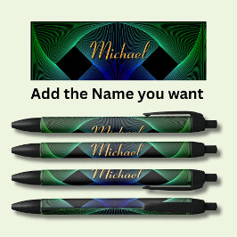 Bolígrafo De Tinta Negra Cambiar nombre geométrico espiral verde azul