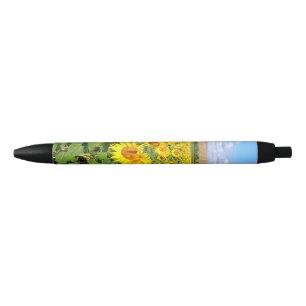 Bolígrafo De Tinta Negra Campo de girasol