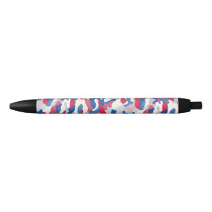 Bolígrafo De Tinta Negra Camuflaje rojo blanco y azul