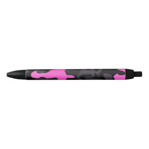 Bolígrafo De Tinta Negra Camuflaje rosa y negro