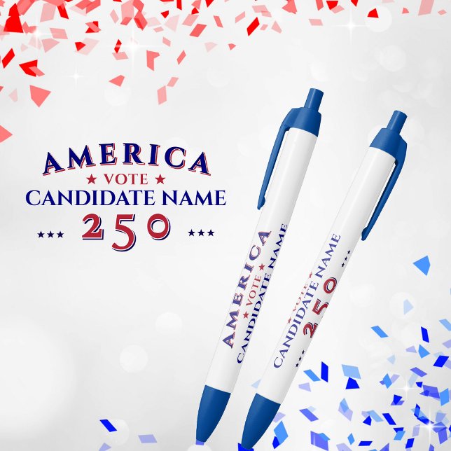 Bolígrafo De Tinta Negra Candidato de campaña electoral política América 25 (America 250 Anniversary Political Election Campaign Candidate Blue Pen Keepsake Gift Donor Volunteer)