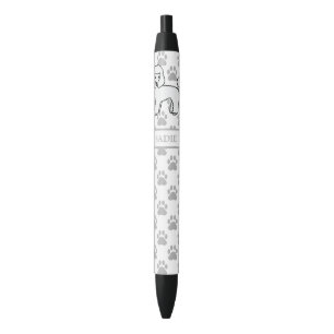 Bolígrafo De Tinta Negra Caniche Toy Blanco Perro De Dibujos Animados Lindo