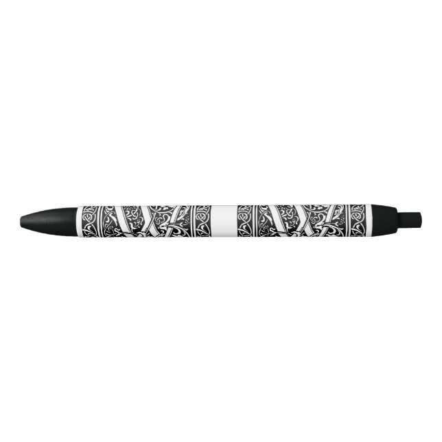 Bolígrafo De Tinta Negra Carta W Monograma medieval Art Nouveau (Anverso)