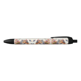 Bolígrafo De Tinta Negra Cat Amantes Calico Cat Floral Writing