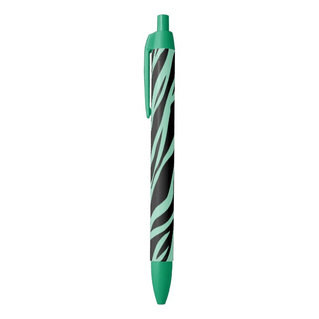Bolígrafo De Tinta Negra Cebra con rayas verde menta (Parte superior (vertical))