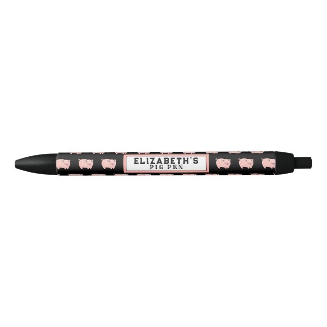 Bolígrafo De Tinta Negra cerdo personalizado (Anverso)