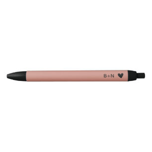 Bolígrafo De Tinta Negra Chic Moderno Corazón Negro y Rosa Escritura