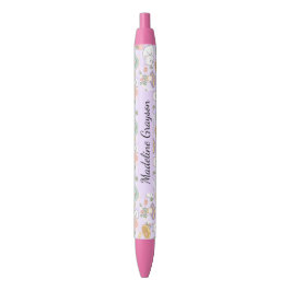 Bolígrafo De Tinta Negra Chica Gingham Erudita Cute Purple