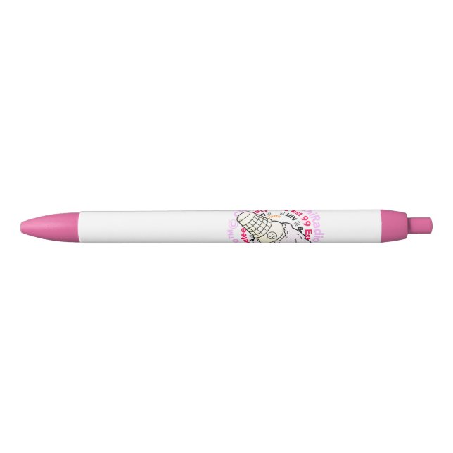 Bolígrafo De Tinta Negra ChiRadio LLC ™ IceCream LOGO PEN rosa (Anverso)