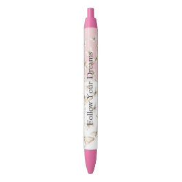 Bolígrafo De Tinta Negra Cielos Rosa Rubor y Mariposas