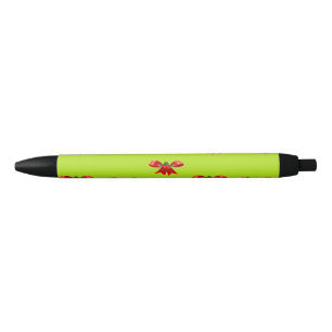 Bolígrafo De Tinta Negra cinta roja Navidad en verde brillante