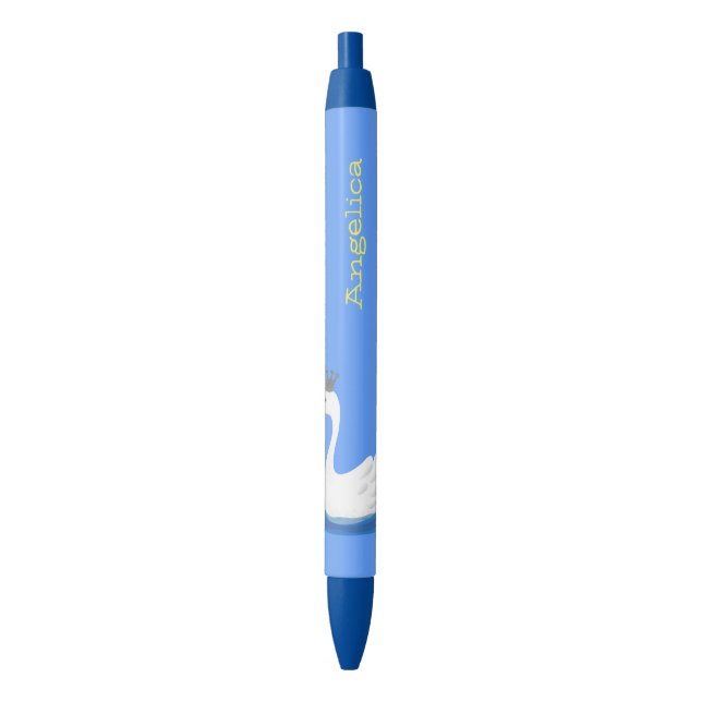 Bolígrafo De Tinta Negra Cisne blanco con personalizado de la corona (Frente vertical)