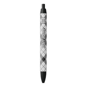 Bolígrafo De Tinta Negra Clan MacFarlane Tartán blanco y negro