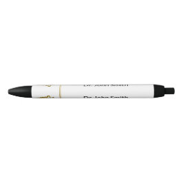 Bolígrafo De Tinta Negra Clase Noble Elegante Oro Plata Asclepio Médico
